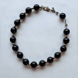 Monet Vintage Black Beaded Bracelet